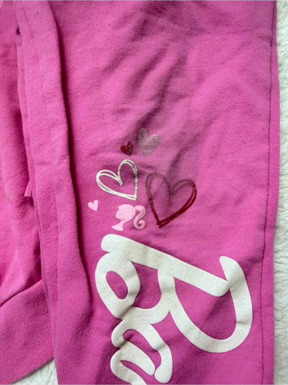 Barbie Girls Two Piece Sweater Set Pink Barbie Logo Size 7-8